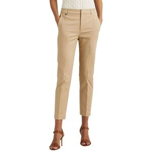 Lauren Ralph Lauren Birch Tan Chino Stretch Cotton Ankle Pants Women 12 Khaki